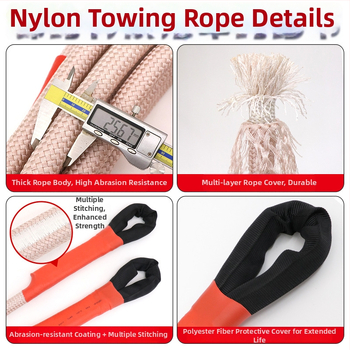 Ťažná šnúra pre terénne vozidlá, pevná a pružná, 20-tonová kapacita, ťahanie a záchrana