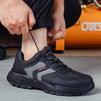 Работни предпазни обувки, антистатични, против удар и пробив, дишащи, с висока горна част, пластмасов носок