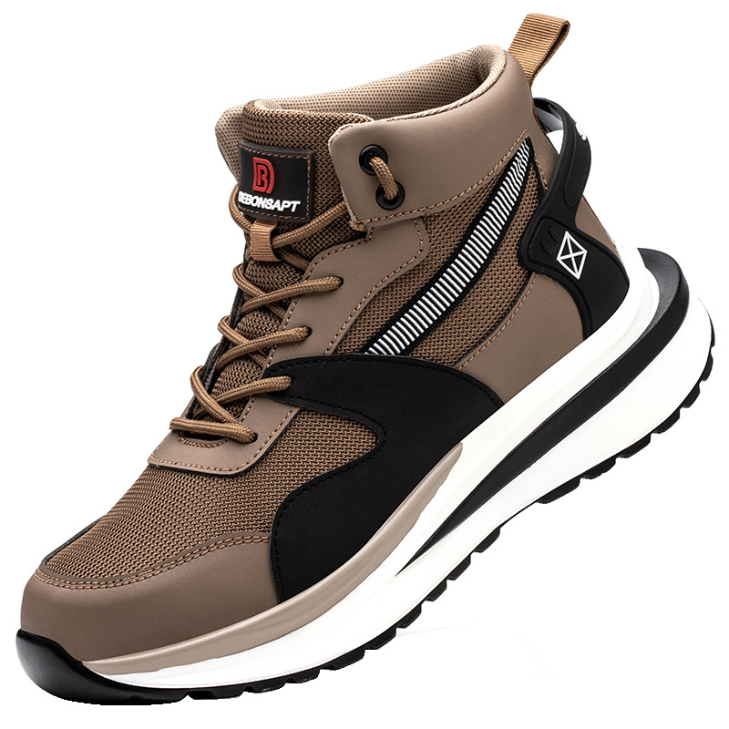 Обувки за защита със Fly-Knit горна част и микрофибърна кожа, стоманен нос, защита от удари и пробив, износоустойчиви за строителна площадка