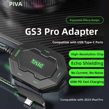 Piva GS3 адаптер за Huawei и Xiaomi, USB-C и Mini USB, 3-в-1 изход за бързо зареждане до 60W, текстилна конструкция