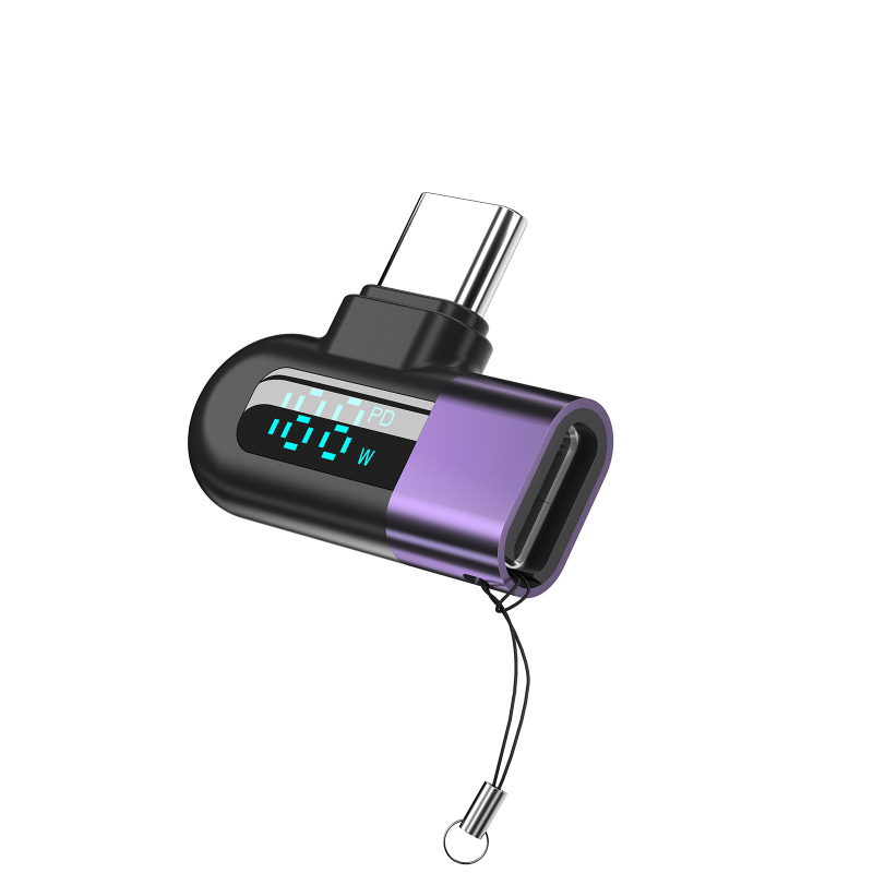 Digitalni displej 120W Type-C L-oblik adapter – univerzalno brzo punjenje