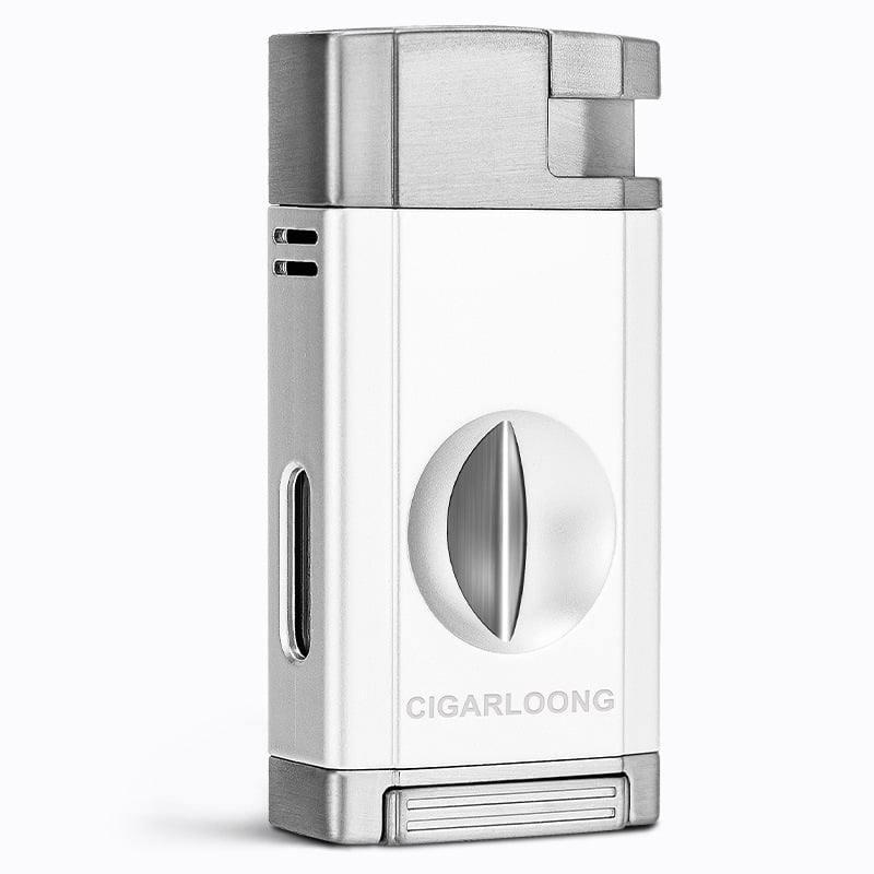 Συνδυασμένος ανάφλεκτης πούρων και ψαλίδι κοπής πούρων – όλα σε ένα, φλόγιστρο βουτάνιο, V-σχημής παράλληλος κόφτης πούρων, μάρκα CIGARLOONG/Qie Long, μοντέλο CL-0094, ιαπωνικού στυλ