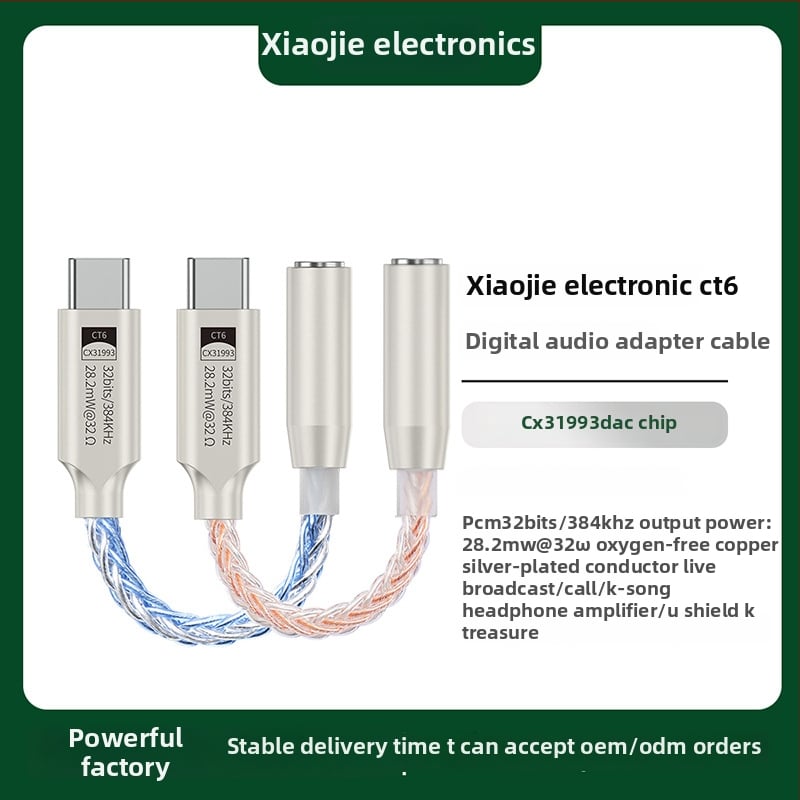 Xiaojie Electronics CT6 Type-C DAC adapter za slušalice s digitalnim audio dekoderom