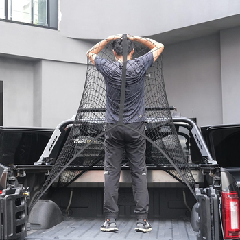 Plasă elastică pentru portbagajul pickup-ului, polipropilenă + latex, 4 cârlige, personalizabilă, agățare