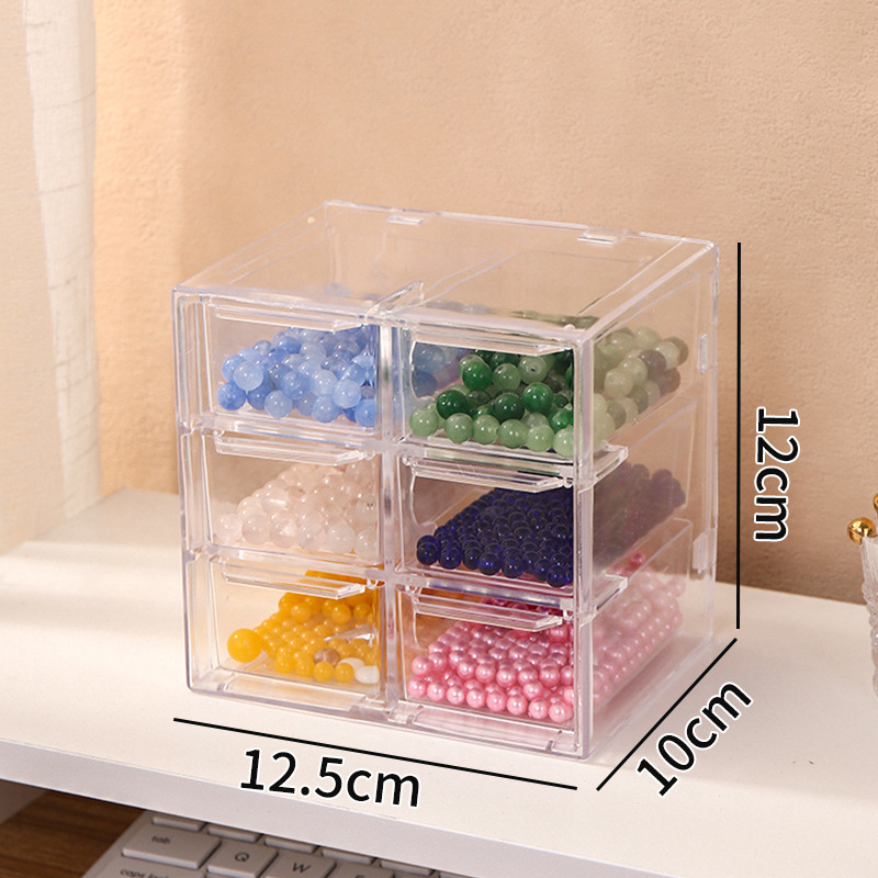 Kutija za pohranu perli s pregradama, stolni organizator, kapacitet 1 L, plast PS, set od 48 komada