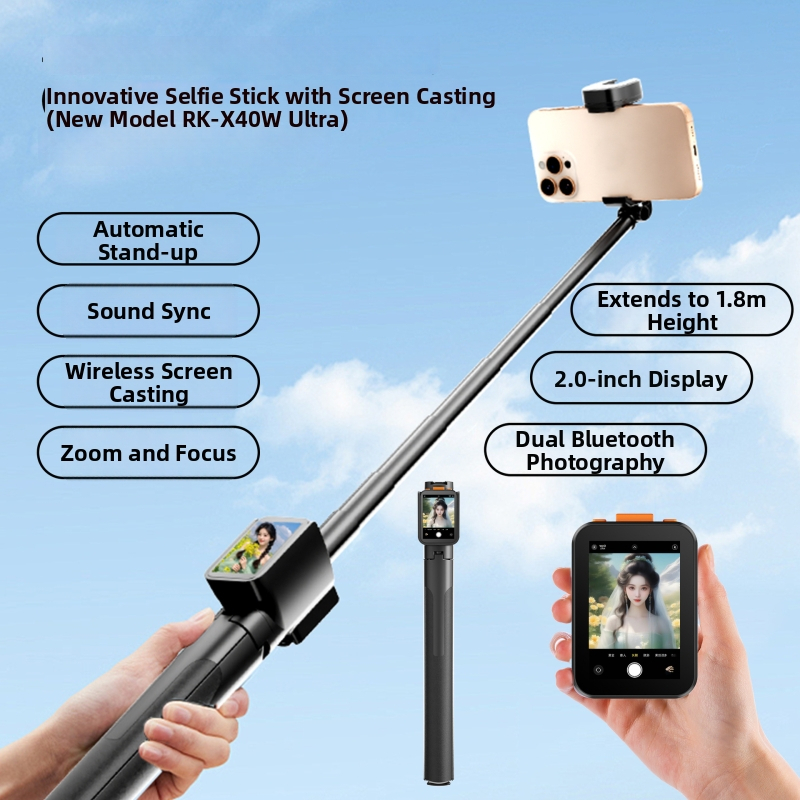 Selfie tyč so zobrazovacím projektorom - Bluetooth diaľkové ovládanie, telo zliatiny, stabilizácia obrazu v tele