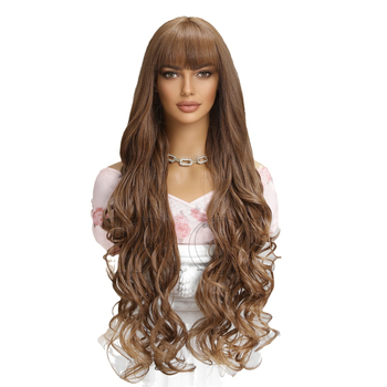 Duga kovrčava perika s dugim šiškama, model YJSWLC1222-2BL30; Materijal: domaći svila; Stil: duga kovrča; Učinak: prilagodba kontura lica.