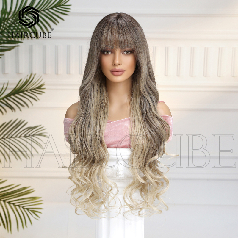 Duga kovrčava perika s dugim šiškama, model YJSWLC1222-2BL30; Materijal: domaći svila; Stil: duga kovrča; Učinak: prilagodba kontura lica.