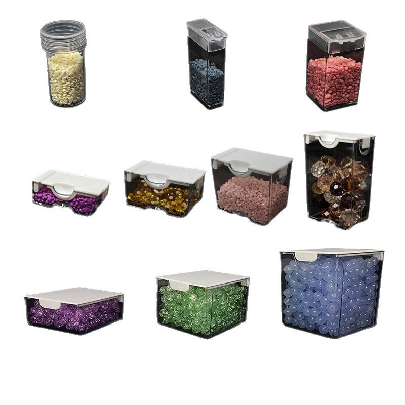 Jego Rice bead box – kutija za skladištenje staklenih perli, plastični PP+PS, kapacitet 10 ml, prašini otporan završetak, mogućnost otiska logotipa