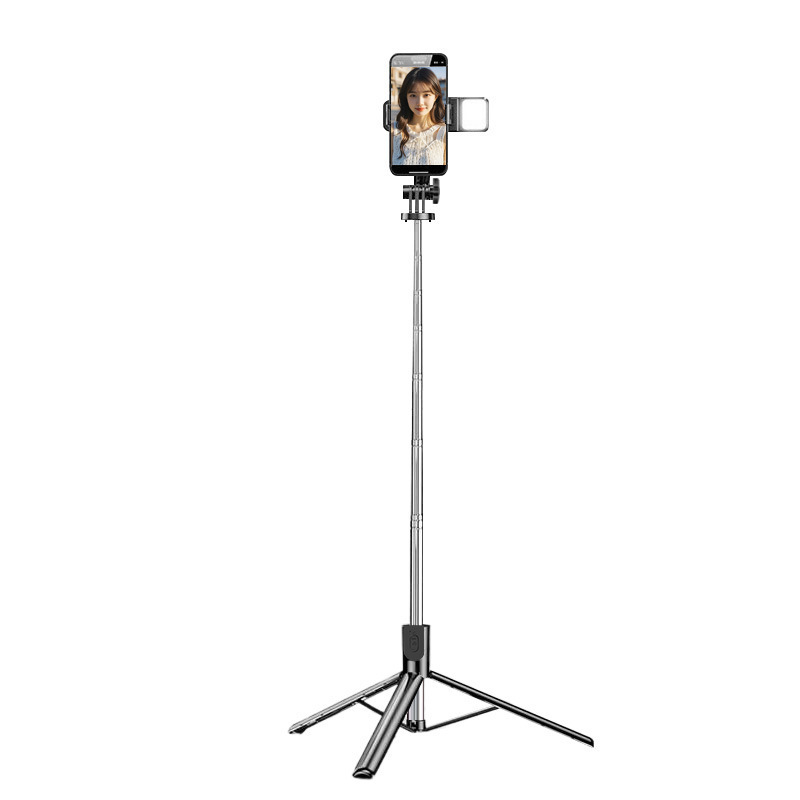 Селфи стиков трипод с безжично Bluetooth свързване, подсветка и дистанционно управление — ABS+Metal, универсална съвместимост