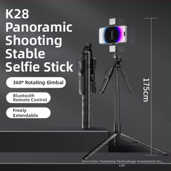 Štvorkrátna selfie tyč pre telefón s LED svetlom, Bluetooth diaľkové ovládanie, použitie na podlahe aj v ručnom režime, univerzálne, ABS + hliníková zliatina