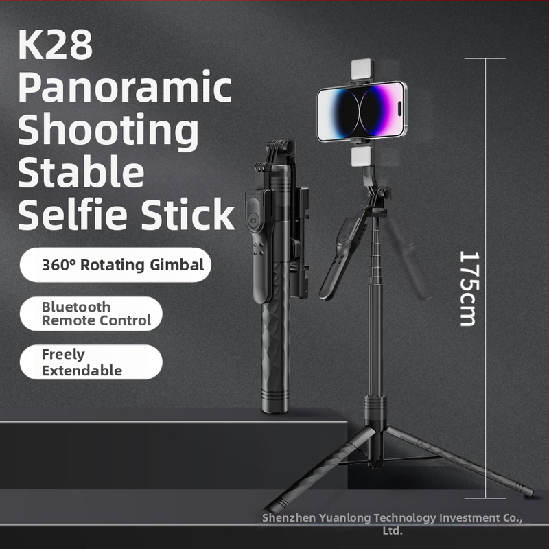 Štvorkrátna selfie tyč pre telefón s LED svetlom, Bluetooth diaľkové ovládanie, použitie na podlahe aj v ručnom režime, univerzálne, ABS + hliníková zliatina