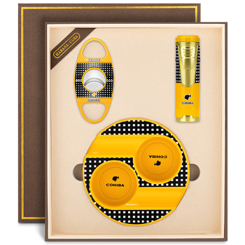 Set za cigare - trodijelni set od cinkovog legura sa škaricama za cigare, upaljačem i pepilnikom - Cigarloong CLT-24B5