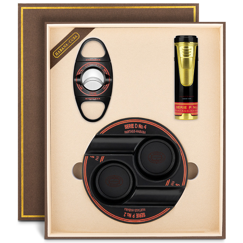 Set za cigare - trodijelni set od cinkovog legura sa škaricama za cigare, upaljačem i pepilnikom - Cigarloong CLT-24B5