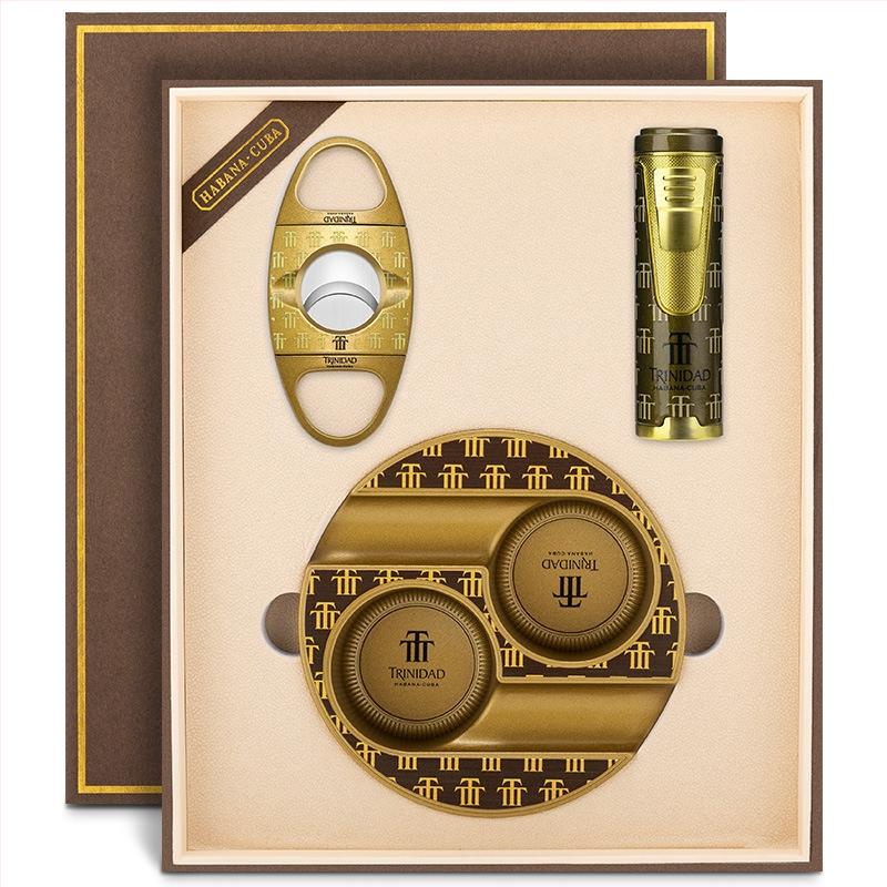 Set za cigare - trodijelni set od cinkovog legura sa škaricama za cigare, upaljačem i pepilnikom - Cigarloong CLT-24B5