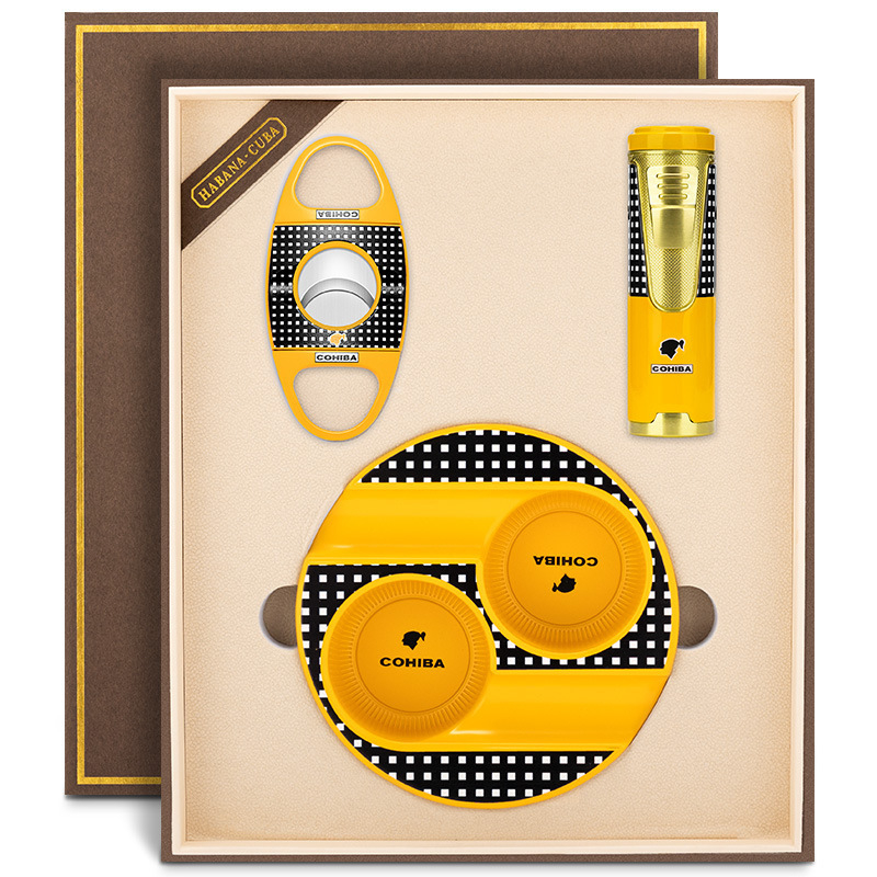 Set za cigare - trodijelni set od cinkovog legura sa škaricama za cigare, upaljačem i pepilnikom - Cigarloong CLT-24B5