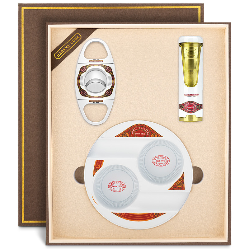 Set za cigare - trodijelni set od cinkovog legura sa škaricama za cigare, upaljačem i pepilnikom - Cigarloong CLT-24B5