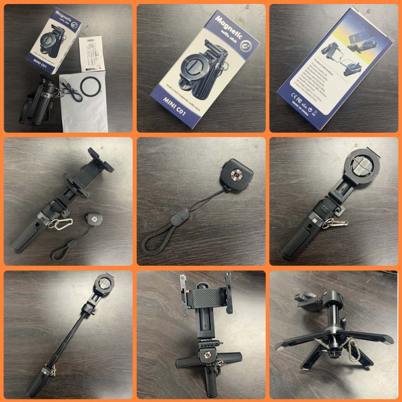 C01 Селфи стика с променлив фокус и четирикрак трипод, алуминиева сплав, Bluetooth дистанционно