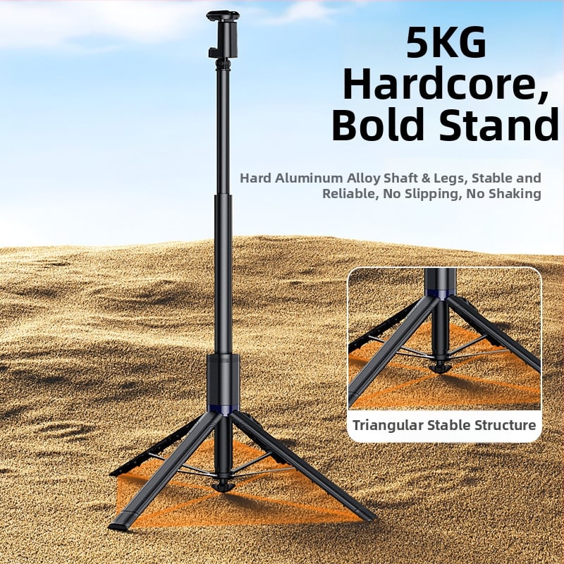 Селфи стика с Bluetooth, дистанционно управление, светлина за снимане и анти-трептене — неръждаема стомана, модел JC-38, универсален