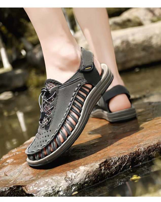 Muške Slip-On sandale s gornjim dijelom od superfiber, MD potplat, prozračne dišuće, zatvorenim prstima, za uzrast 18-40 godina