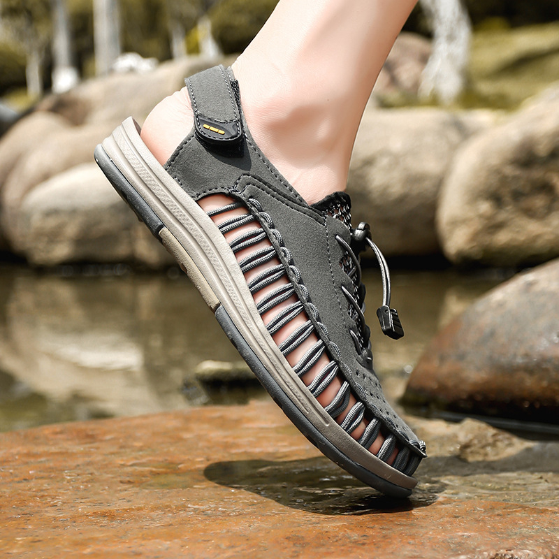 Muške Slip-On sandale s gornjim dijelom od superfiber, MD potplat, prozračne dišuće, zatvorenim prstima, za uzrast 18-40 godina