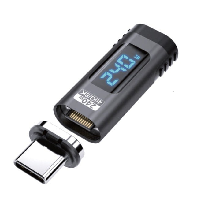 USB-C PD24Pin magnetski adapter, 240W brzo punjenje, digitalni zaslon, prijenos 8K videa