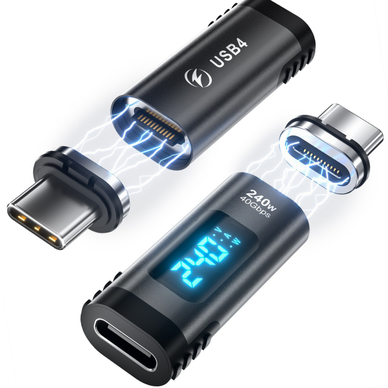 USB-C PD24Pin magnetski adapter, 240W brzo punjenje, digitalni zaslon, prijenos 8K videa