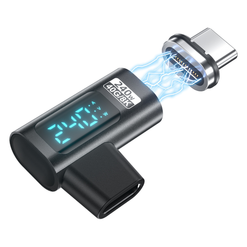 USB-C PD24Pin magnetski adapter, 240W brzo punjenje, digitalni zaslon, prijenos 8K videa