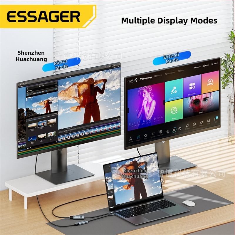HDMI към Type-C адаптер, 8K поддръжка, ESSAGER Clear Series, без външно захранване, USB-C интерфейс