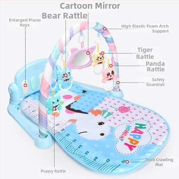 Dječja aktivna gimnastika s pedalnim klavirom i razvojnim ćebetom za bebe 0–12 mjeseci, plastična igračka