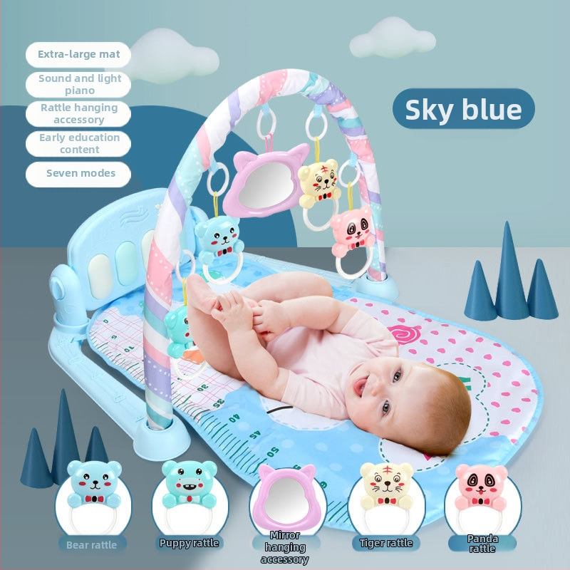Dječja aktivna gimnastika s pedalnim klavirom i razvojnim ćebetom za bebe 0–12 mjeseci, plastična igračka