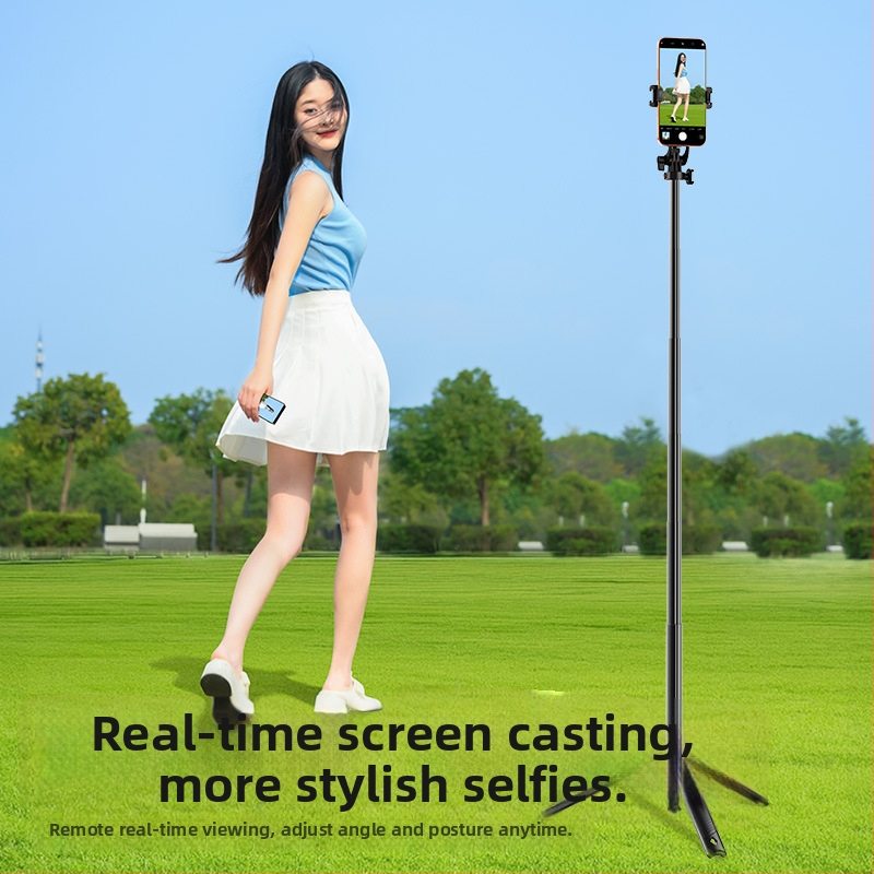 Selfie tyč s obrazovkou a živým prenosom zo zadnej kamery, antivibračný, teleskopická tyč, diaľkové ovládanie a Bluetooth