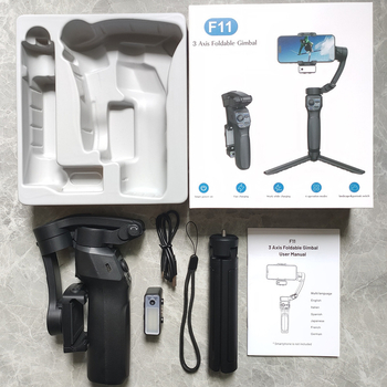 Ръчен стабилизатор за мобилен телефон с три оси и лицево проследяване (подсветка, Bluetooth, неръждаема стомана)