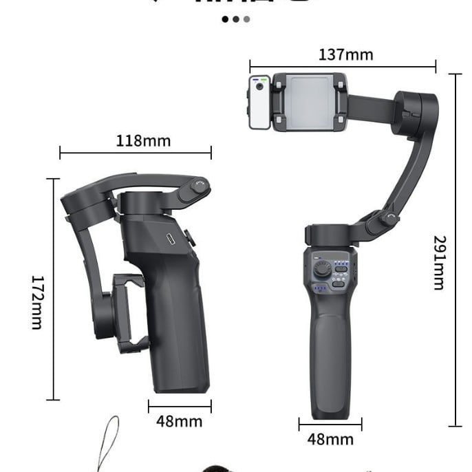 Ръчен стабилизатор за мобилен телефон с три оси и лицево проследяване (подсветка, Bluetooth, неръждаема стомана)