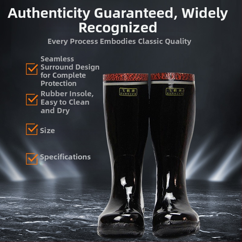 Flying Crane високи предпазни ботуши с стоманено носче, естествен каучук и памучна подплата; защита срещу смачкване; за подземен въгледобив; противохлъзгащи, издръжливи