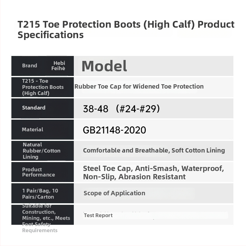 Flying Crane високи предпазни ботуши с стоманено носче, естествен каучук и памучна подплата; защита срещу смачкване; за подземен въгледобив; противохлъзгащи, издръжливи