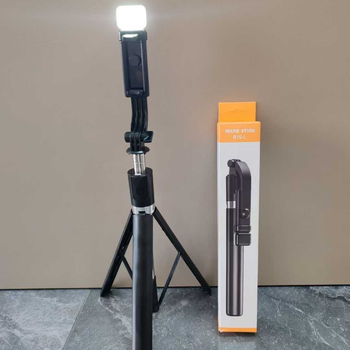 Селфи стика със светлина и Bluetooth дистанционно, тринога за пътуване и на открито, пластмасова конструкция