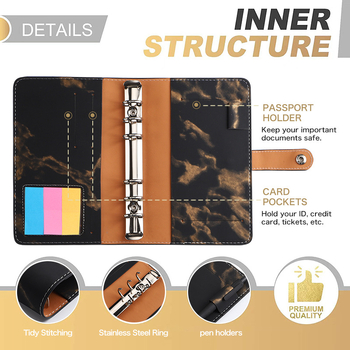 Loose-leaf binder s mramornim PU kožnim omotom – planer/dnevnik, Forest papir, 120 gsm, model YMX-013-Marble Leather Notebook