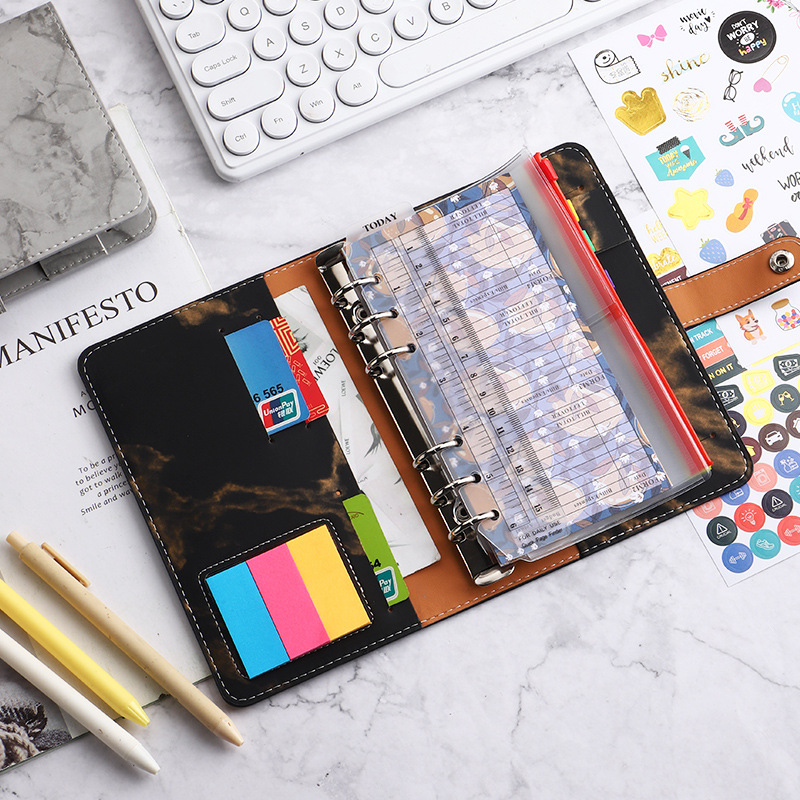 Loose-leaf binder s mramornim PU kožnim omotom – planer/dnevnik, Forest papir, 120 gsm, model YMX-013-Marble Leather Notebook