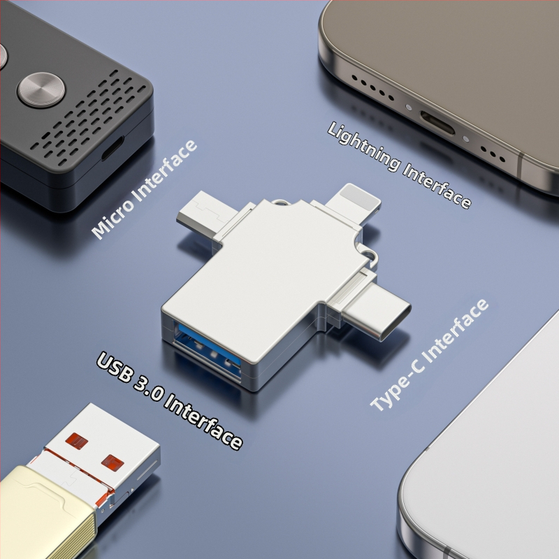 OTG adaptér 3 v 1 pre Apple smartfóny s USB-C rozhraním (Model: Three-in-one adapter, Kód: A)