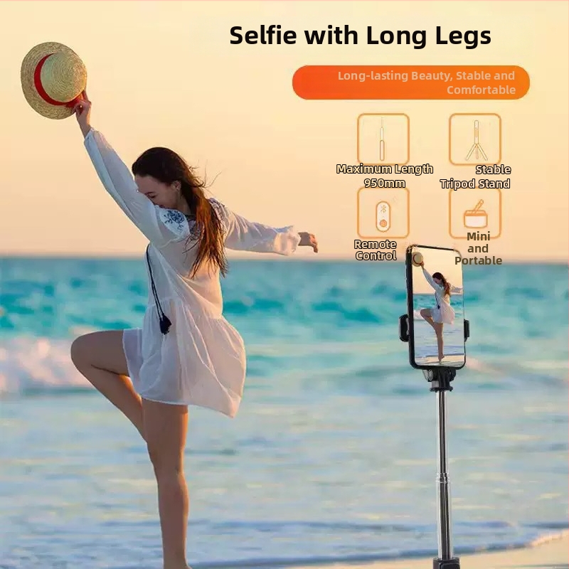 Bluetooth selfie štapić za mobitel, proširena ručka s osvjetljenjem, 360° rotacija, stativ za prijenos uživo