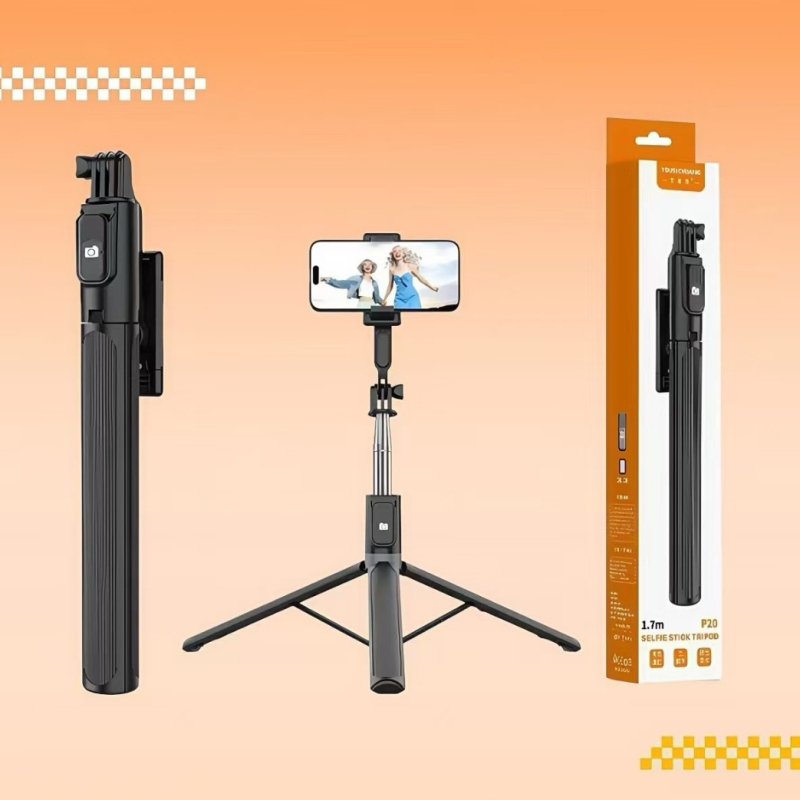 Selfie štap s tripodom za mobitel, Bluetooth daljinski upravljač, plastično kućište, univerzalni stil
