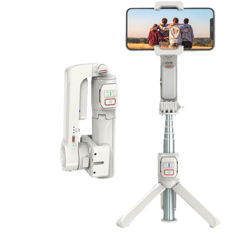 Мултифункционална селфи пръчка и телефонна стойка с подова тринога, Bluetooth дистанционно, стабилизация срещу разклащане и LED осветление