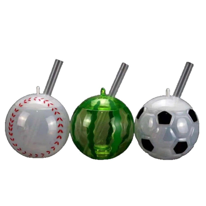 PET 400 ml boca za napitke s LED osvjetljenjem – okruglog oblika: nogomet, lubenica, baseball; s poklopcem, sitotisak logotipa, prilagodljivo