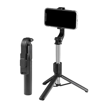 Selfie stick Bluetooth pentru telefon cu LED și trepied staționar