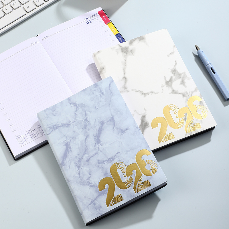 Bilježnica s mramornim uzorkom, 365-dnevni plan, 180 stranica, 80 GSM forest papir, kožna imitacija naslovnice