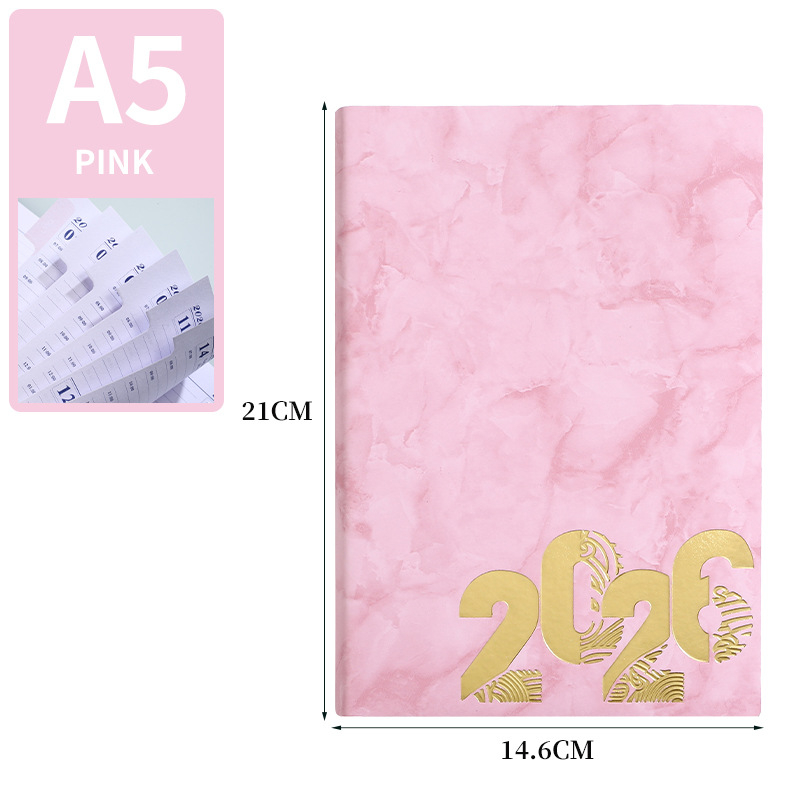 Bilježnica s mramornim uzorkom, 365-dnevni plan, 180 stranica, 80 GSM forest papir, kožna imitacija naslovnice