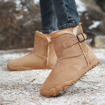 Unisex zimske čizme za vanjsku uporabu, protuklizna gumena potplat, debeli topli podstavek, srednja visina čizme, PU gornji dio