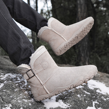 Unisex zimske čizme za vanjsku uporabu, protuklizna gumena potplat, debeli topli podstavek, srednja visina čizme, PU gornji dio