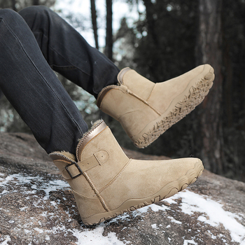Unisex zimske čizme za vanjsku uporabu, protuklizna gumena potplat, debeli topli podstavek, srednja visina čizme, PU gornji dio